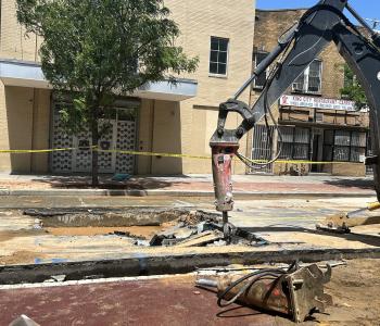 Excavation of water main break