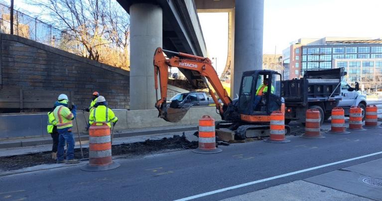 Road restoration on Rhode Island Ave NE